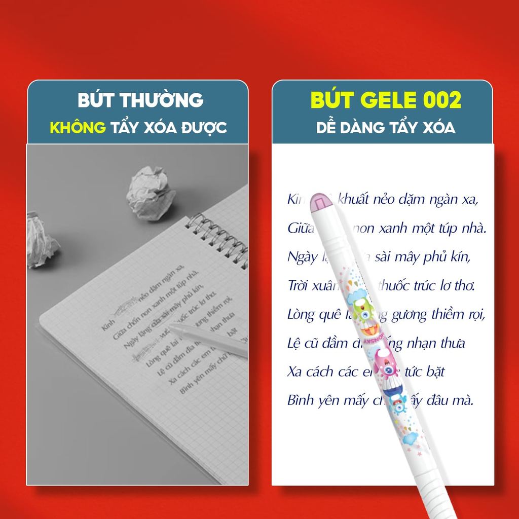 Combo 20 Bút gel Thiên Long TP-GELE002 ngòi 0.5mm - Bút mực gel xanh/tím/đen có nắp đậy, xoá được