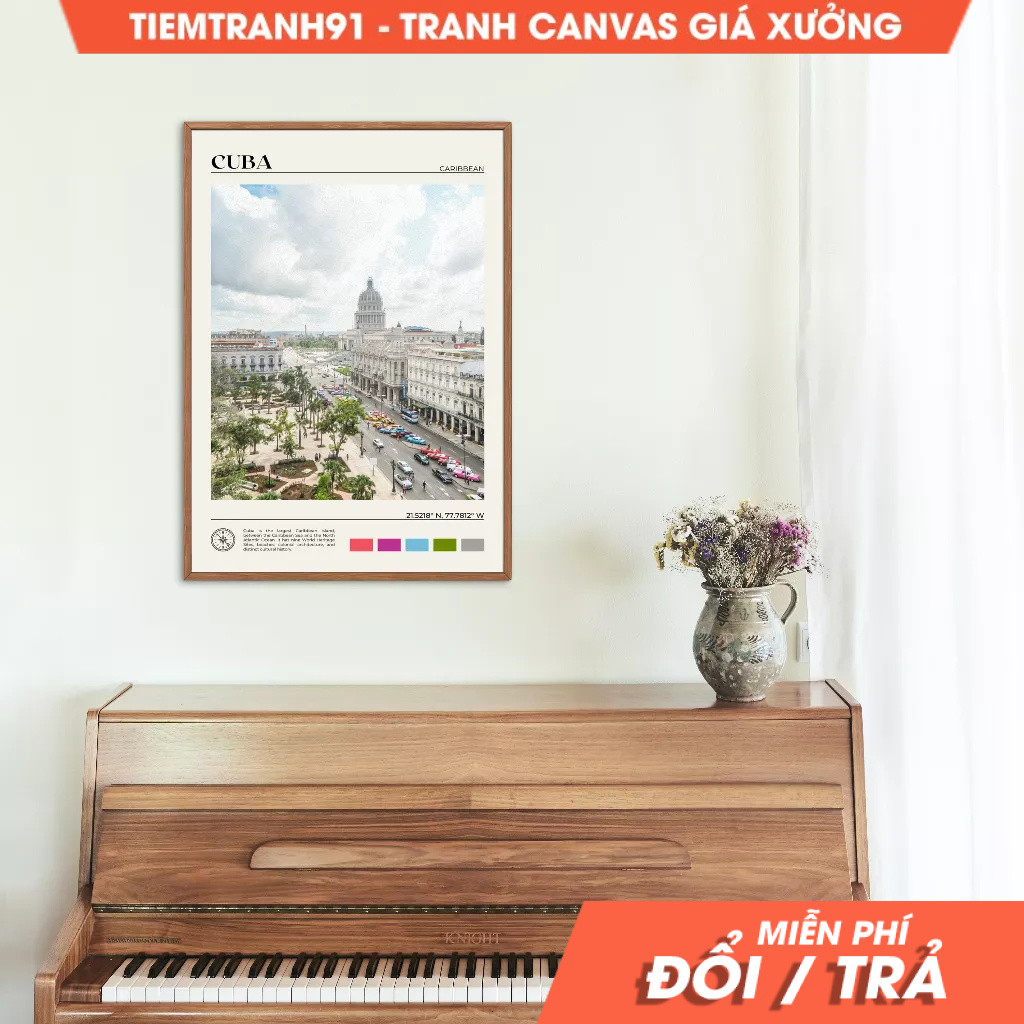 Tranh treo tường, Oil Paint, Cuba Wall Art, Cuba Poster, Cuba Photo, Cuba Wall Decor, Havana, Caribb