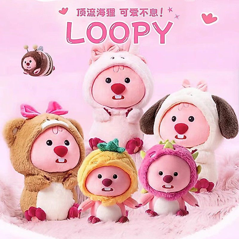 MINISO MINISO Cao Cấp Cross-Dressing Động Vật Trái Cây Mũ loopy Búp Bê Ruby Little Beaver Nơ Búp Bê