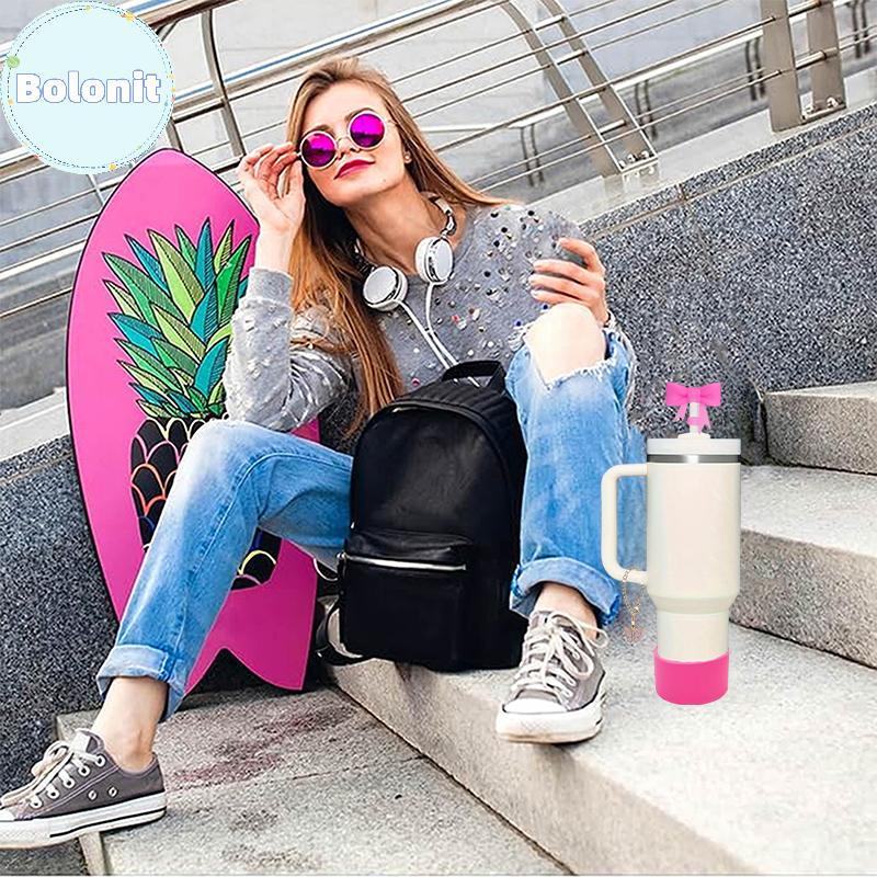 Bolonit Stanley Cup Phụ Kiện Bộ, Nơ Ống Hút Bao Da Dễ Thương Cho Stanley Cup 30 / 40oz Tumble, Bướm 