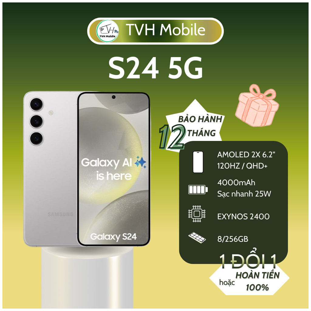 SS S24 ram 8/256GB, chip exynos 2400 mượt mà, bản quốc tế Hàn 2sim, bảo hành 1 đổi 1 - TVH Mobile