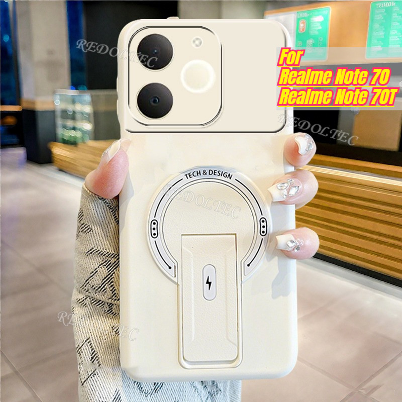Ốp Lưng Realme Note 70 70T Thời Trang Mới Chân Đế Vô Hình Từ Tính Realme Note 70T Note70 T Matte Sof