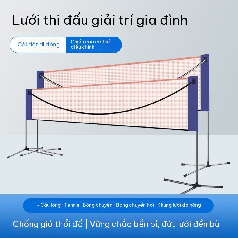 Khung lưới cầu lông di động, lưới cầu lông tiêu chuẩn thi đấu chuyên nghiệp, đơn giản và có thể gấp 