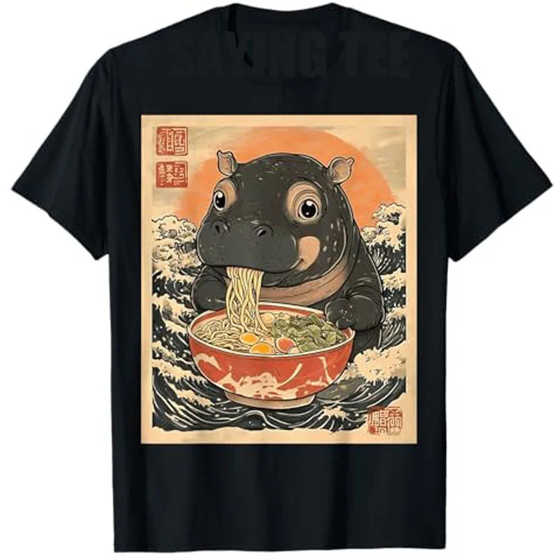 Phong Cách Nhật Bản Hippomute Ramen Hoạt Hình Áo Thun Dễ Thương Đồ Họa Thời Trang Áo Sơ Mi Tay Ngắn 