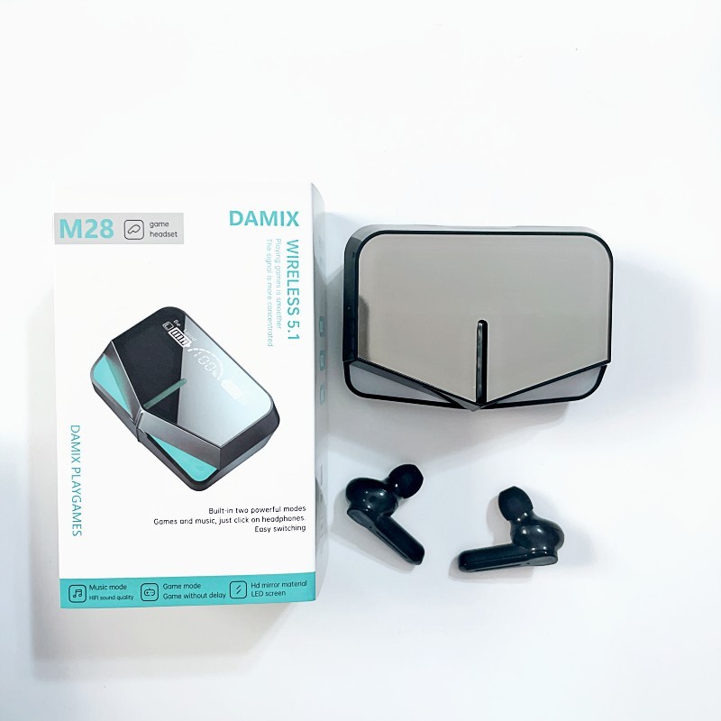 Tai nghe TWS M28 chơi game có mic, độ trễ thấp, âm thanh 9D, màn hình LED, tai nghe thể thao M28