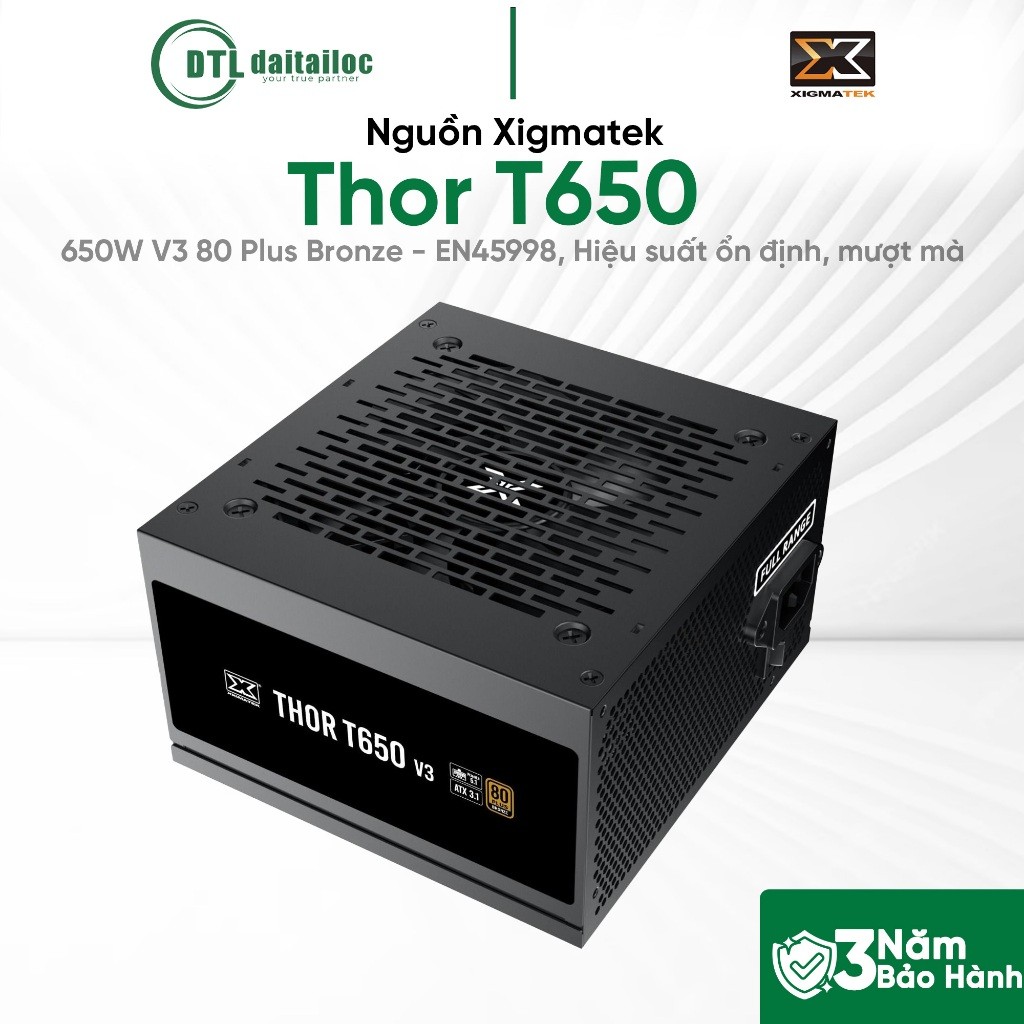 Nguồn Xigmatek Thor T650 650W V3 80 Plus Bronze EN45998 Hiệu suất ổn định | Chính Hãng | Bảo Hành 36