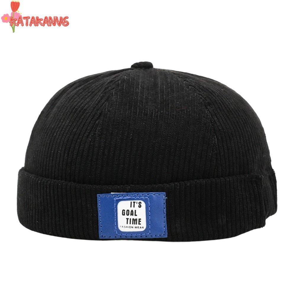 KATAKANV6 Beanie Street Hat, Cotton Casual Briless Docker Cap, Chữ Thời Trang Màu Trơn Có Thể Điều C
