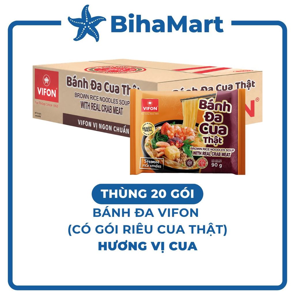 [THÙNG 20 GÓI] - VIFON - Bánh đa Vifon cua thật, bánh đa cua thịt thật Vifon , bánh đa có gói cua th