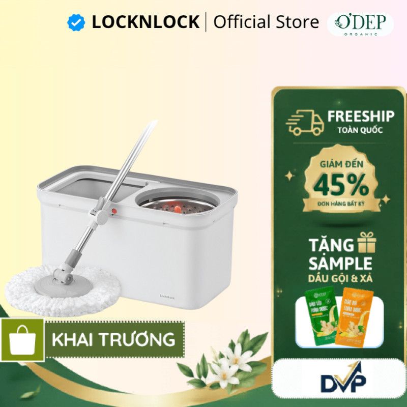 Bộ cây lau nhà LocknLock Chính hãng, xoay 360 màu xám ETM440GRY - SHOP DVP