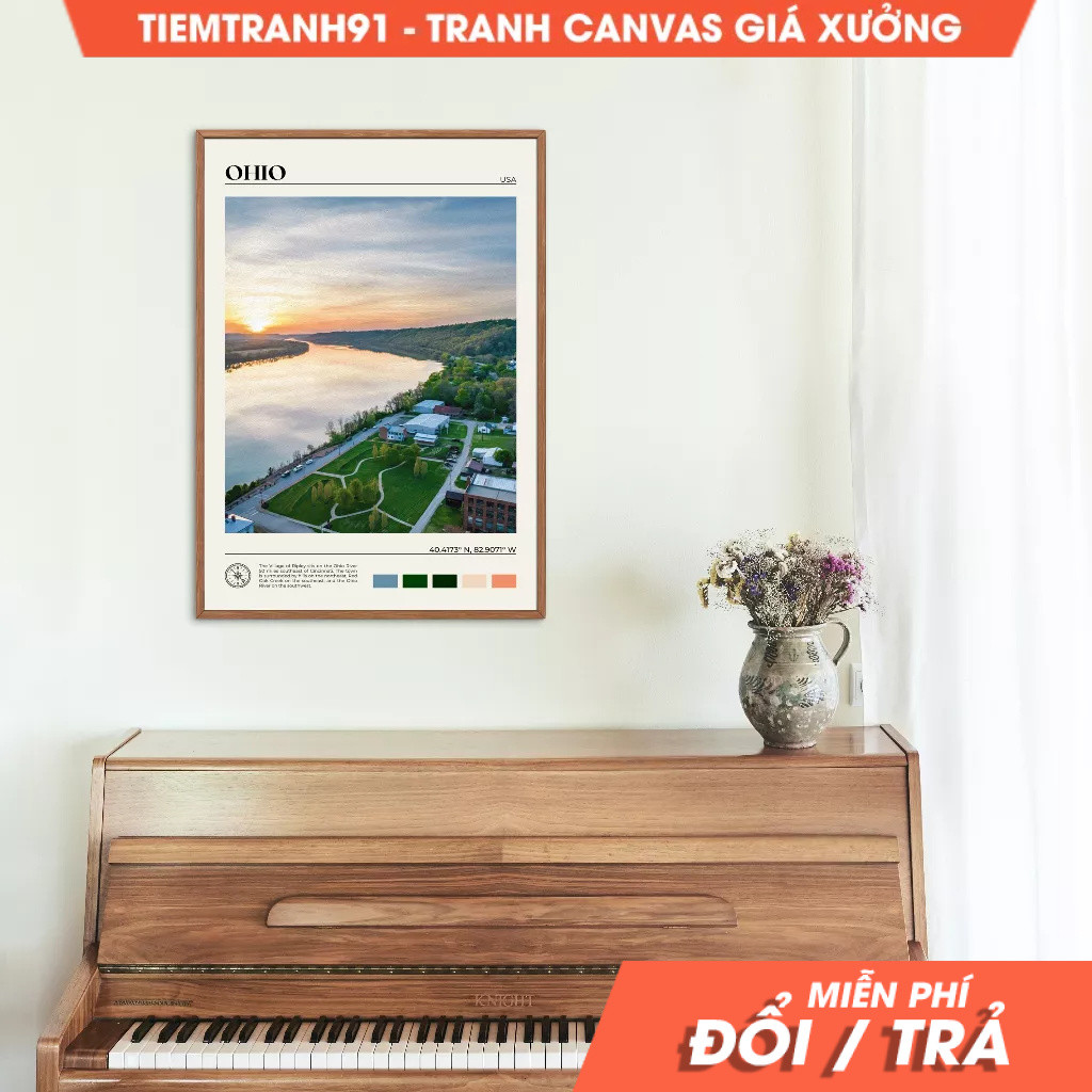 Tranh treo tường, Oil Paint, Ohio Wall Art, Ohio Poster, Ohio Photo, Ohio Wall Decor, United States 
