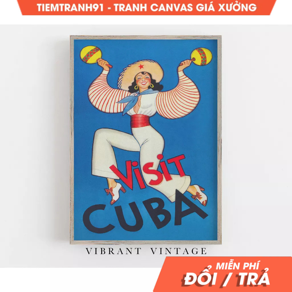 Tranh treo tường, Cuba Wall Art, Vintage Wall Art, Cuba Travel Poster, Cuban Dancer, tặng kèm đinh t
