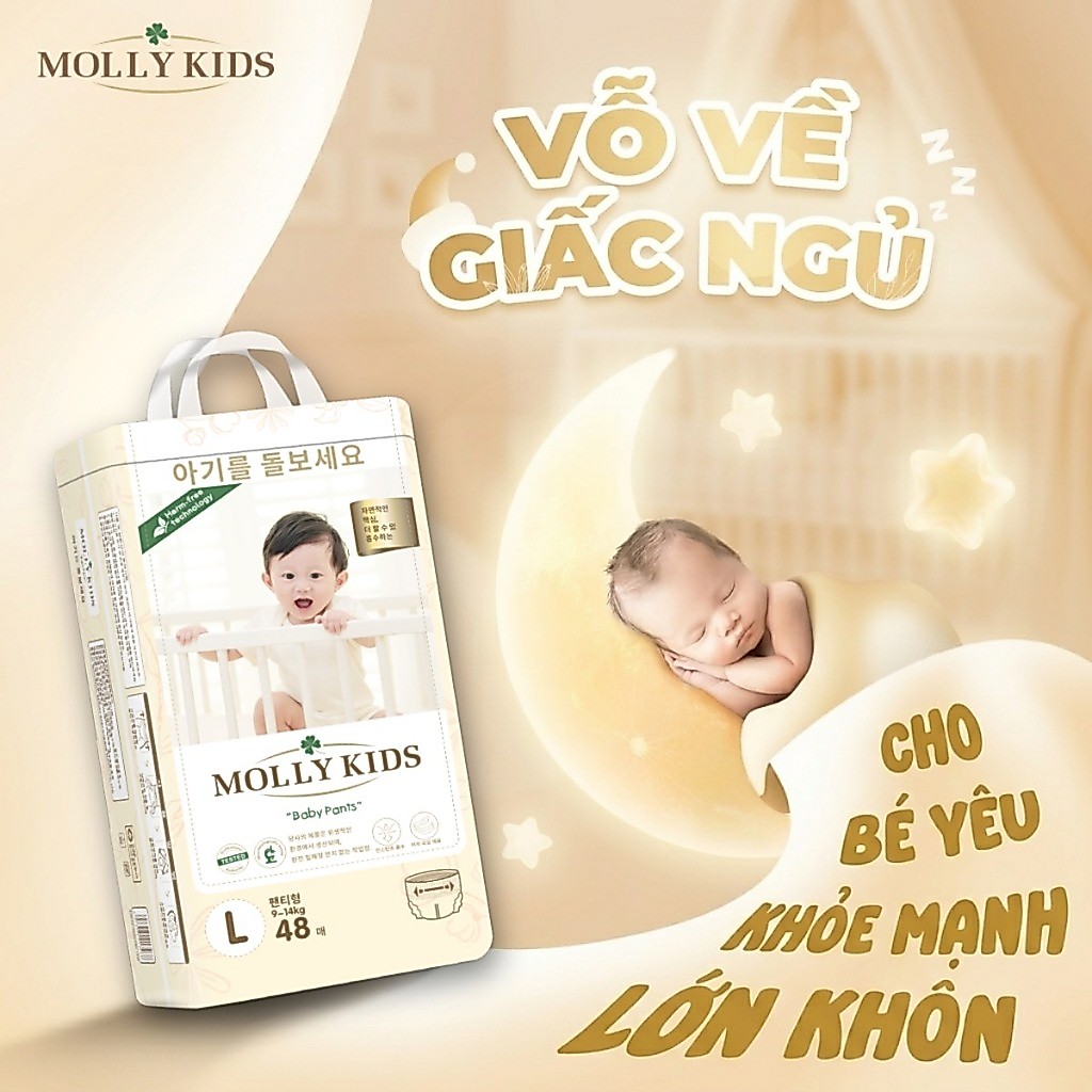 Tã/Bỉm Quần/Dán Molly Kids chính hãng, chống tràn, mềm mại, thoáng khí, 38-76 miếng đủ size cho bé t