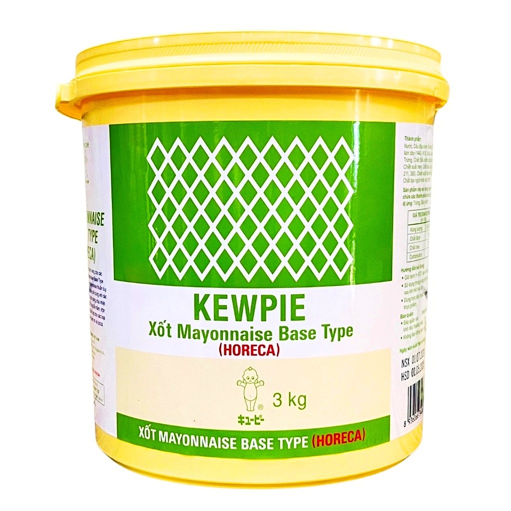 (MÀU XANH) SỐT MAYONNAISE BASE TYPE HORECA KEWPIE 3KG (XỊN)