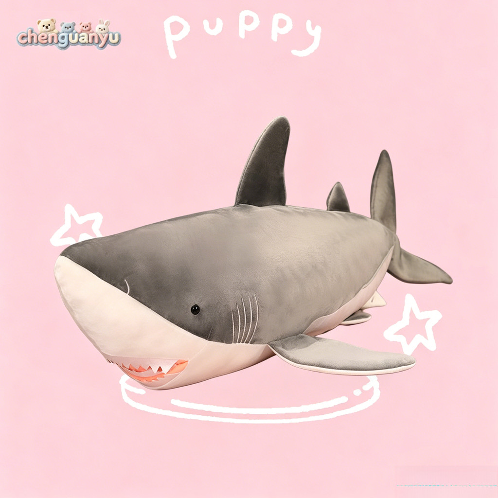 Big Shark Plushie, Đồ chơi nhồi bông Megalodon xám & xanh, Gối ôm động vật đại dương