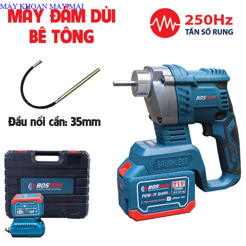 Thân  Máy Đầm Dùi Bê Tông Pin Boshun BS-DG35BL - Chuyên Đầm Dùi, Nén Bê Tông, Đầu Nối Cần 35mm, MAYK