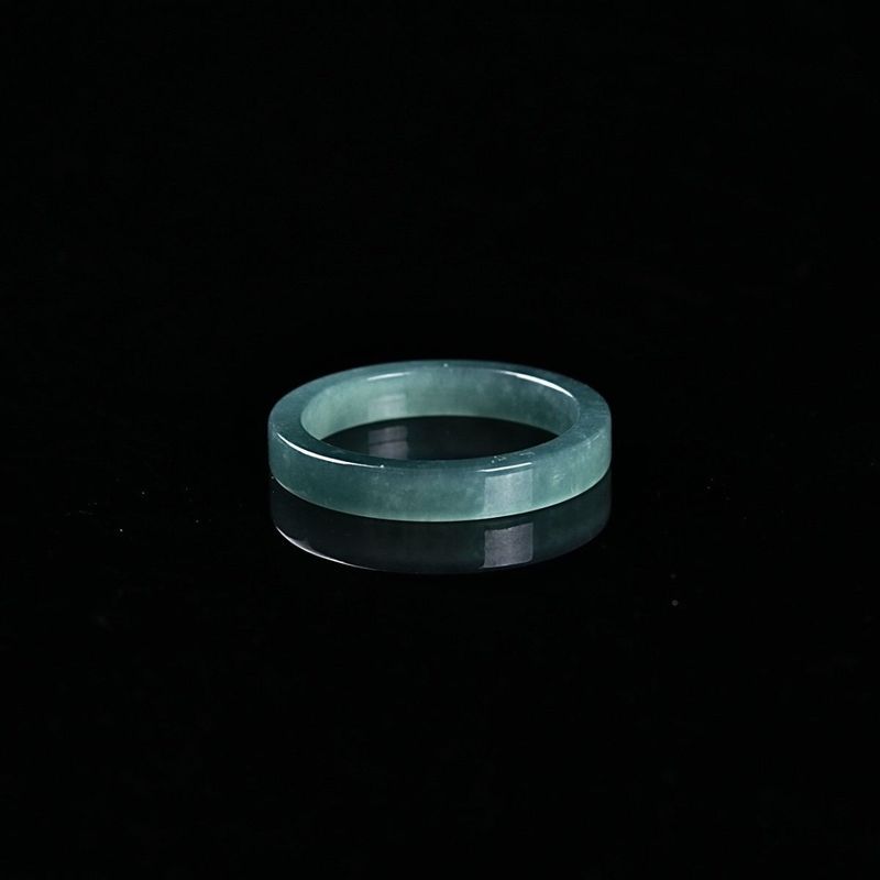 Sky Blue Pure Natural Seiko Jade Square Ring Thời Trang Ngọc Boutique Ring Phiên Bản Rộng Nam Nữ Cùn