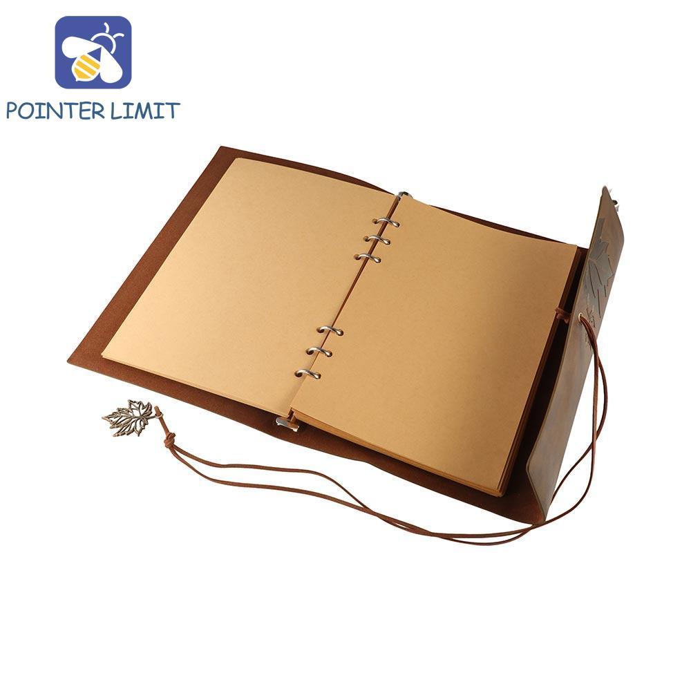 POINTER LIMIT Da PU Kraft Notebook, Trống Da PU Du Khách Vintage Notebook, Loose-leaf Notebook Binde