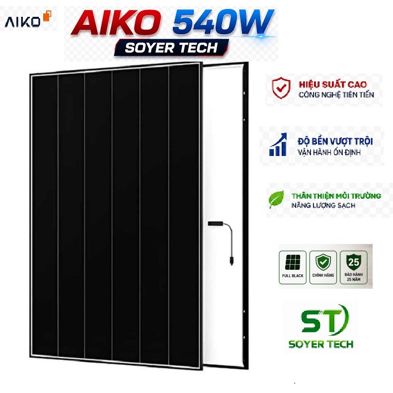 Tấm Pin Năng Lượng Mặt Trời AIKO 540W Chính hãng loại A- Mới 100% -Hiệu suất cao -AIKO-A540- MCE60Mw