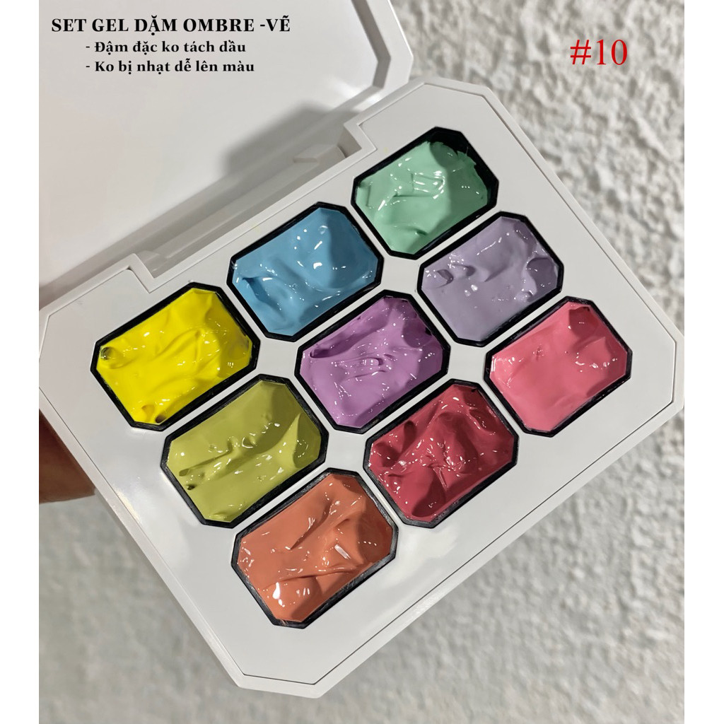 Set gel dặm ombre Nox Đậm Đặc-Vẽ Nổi 3D tont mùa hè Ying nail 2
