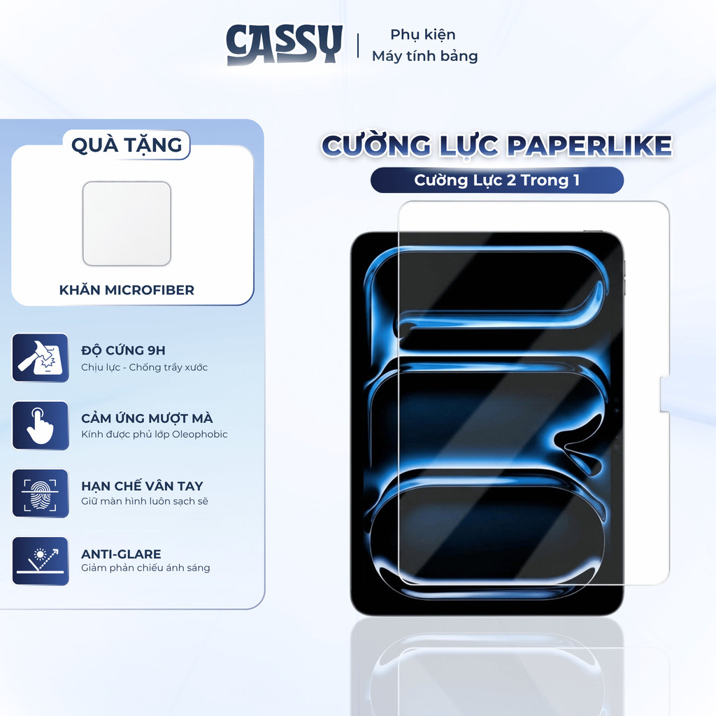 [TẶNG KHĂN] Kính Cường Lực Paperlike Cho iPad Air 8 M4 2026, Pro M5, Gen 11 -  Hạn Chế Vân Tay