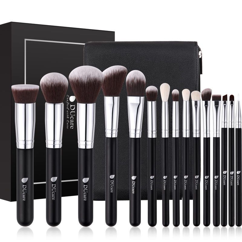 DUcare Bộ Cọ Trang Điểm 15 Cây Túi Đựng PU Bộ Cọ Chuyên Nghiệp Cho Trang Điểm