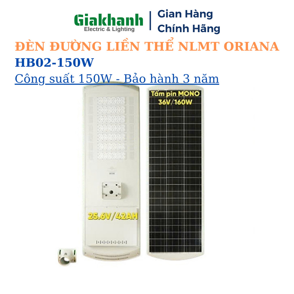 Đèn Đường Liền Thể Năng Lượng Mặt Trời Oriana HB02-150W công suất 150W - Bảo hành 3 năm