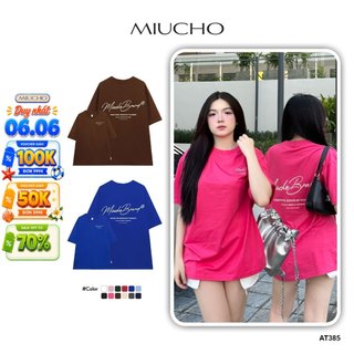 Áo thun unisex form rộng AT385 Miucho chất in brand name