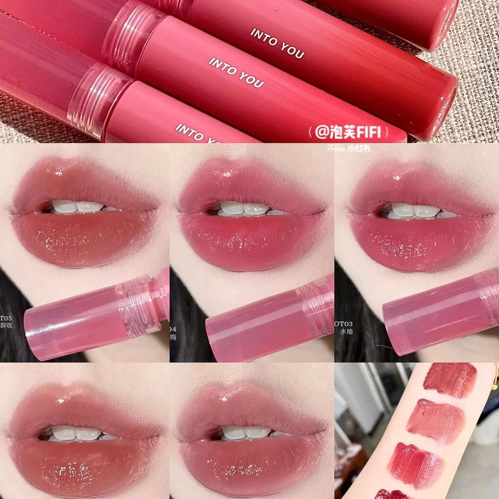 INTO YOU Open-Top Lip Glaze ot03 / 04 / 05 Son bóng màu lâu trôi