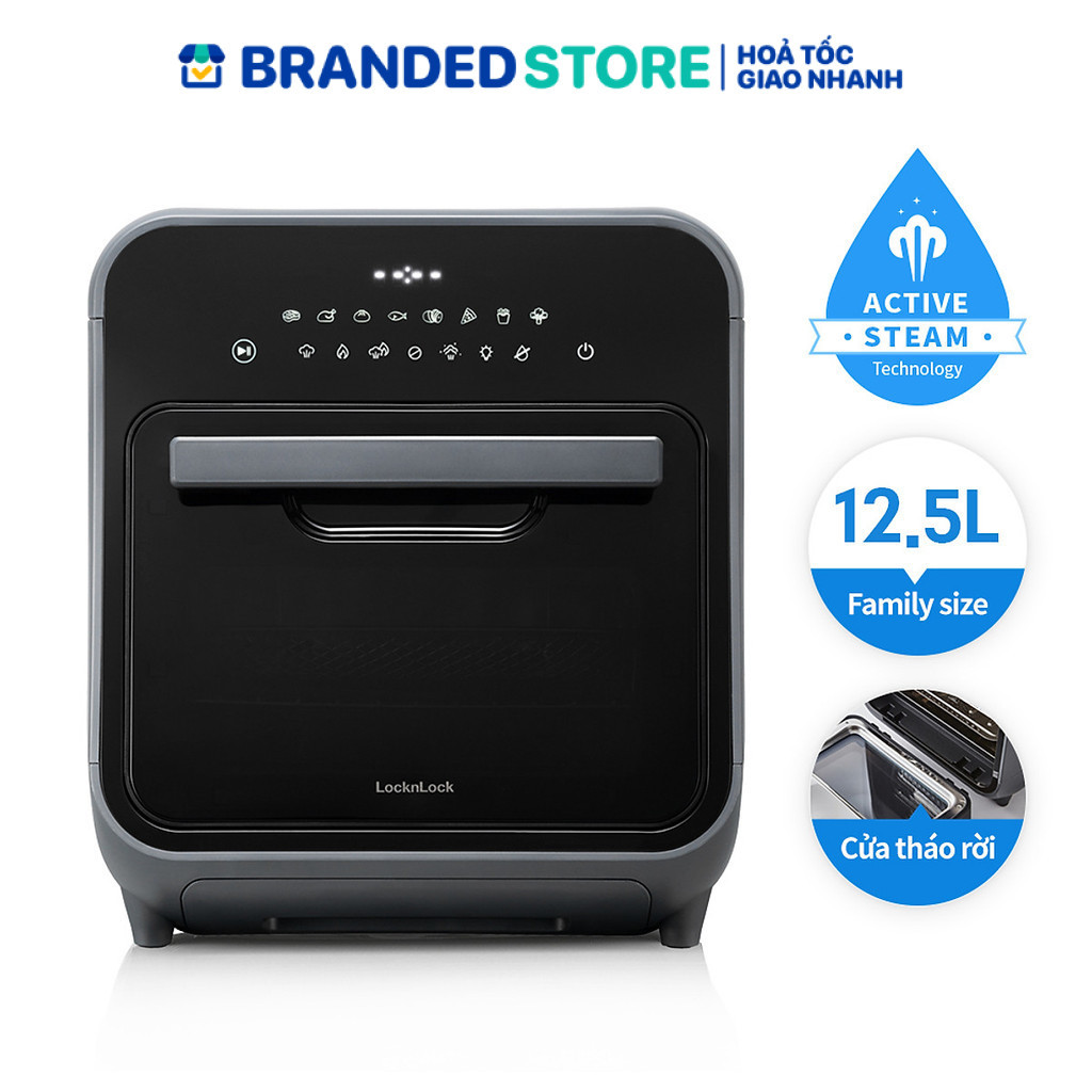 Lò nướng chân không kết hợp chức năng hấp Lock&Lock EJF693GRY Steam Air Fryer Oven (12.5 Lít)