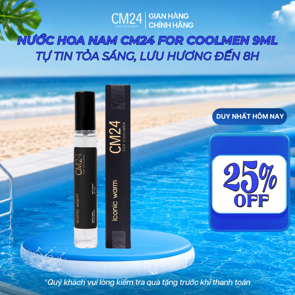 Nước Hoa Nam CM24 FOR COOLMEN ICONIC WARM Eau de Parfum Tone Mùi Ấm Đặc Trưng Sang Trọng Nam Tính 9m