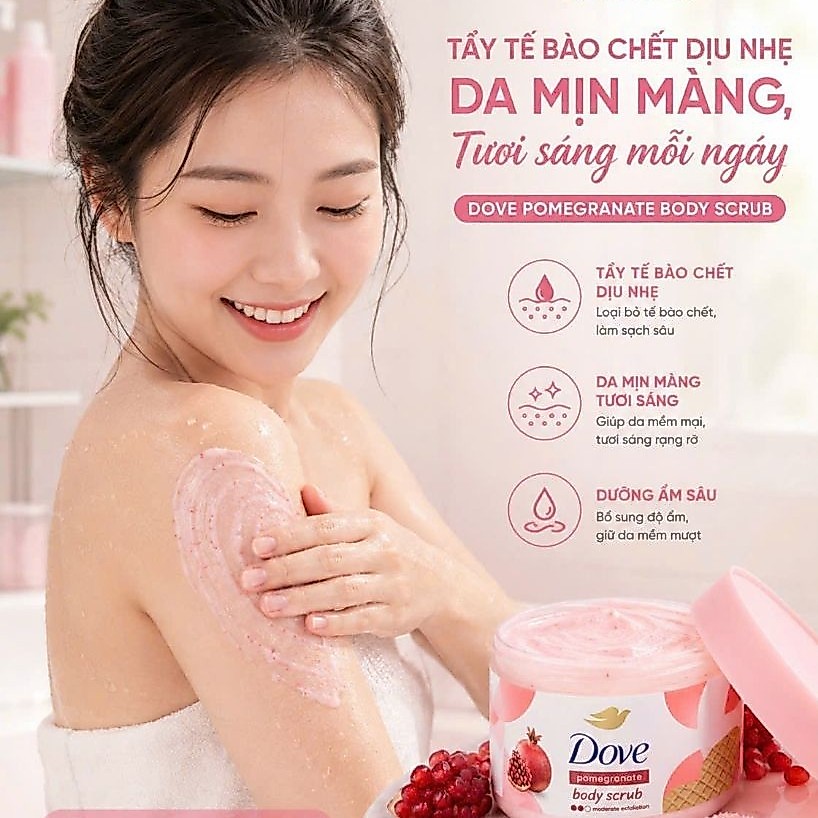 Tẩy Tế Bào Chết Body Dove Chăm Da Sáng Mịn SMOOTHIE TẨY DA CHẾT DOVE HƯƠNG LƯU ĐỎ