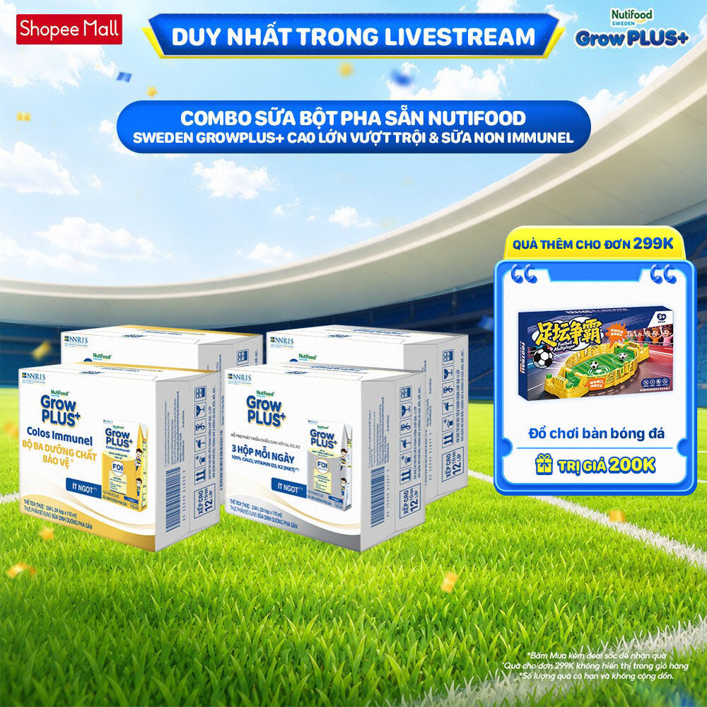 Combo 2 Thùng 24 hộp SBPS GrowPLUS+ Cao lớn vượt trội 110ml + 2 Thùng 24 hộp SBPS GrowPLUS+ Sữa Non 