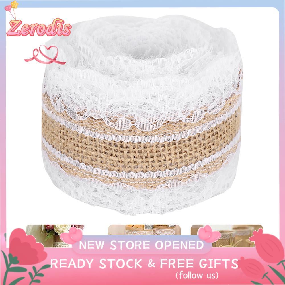 Zerodis RASTKY Ren Linen Roll Vintage DIY Craft Ribbon cho các bữa tiệc trang trí đám cưới 5 Yard Vả