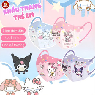 Khẩu trang dùng một lần in hình hoạt hình, đóng gói riêng lẻ, dành cho trẻ em từ 3-14 tuổi, có khả năng thoáng khí.
