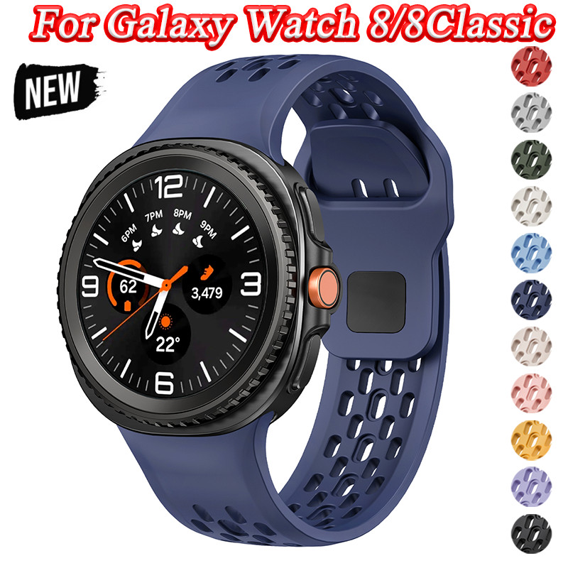 Dây Đeo Silicon Cho Samsung Galaxy Watch 8 44mm 40mm Dây Thoáng Khí Cho Galaxy Watch 8 Cổ Điển Mềm D