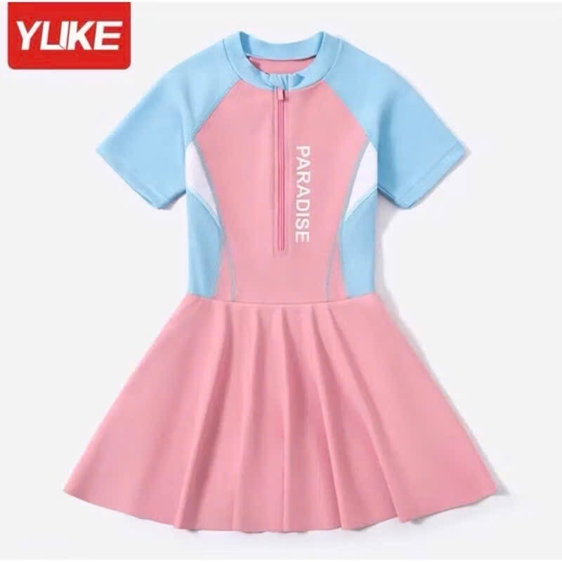 Bộ bơi cho bé gái 33-45kg Bơi liền dáng váy size đại