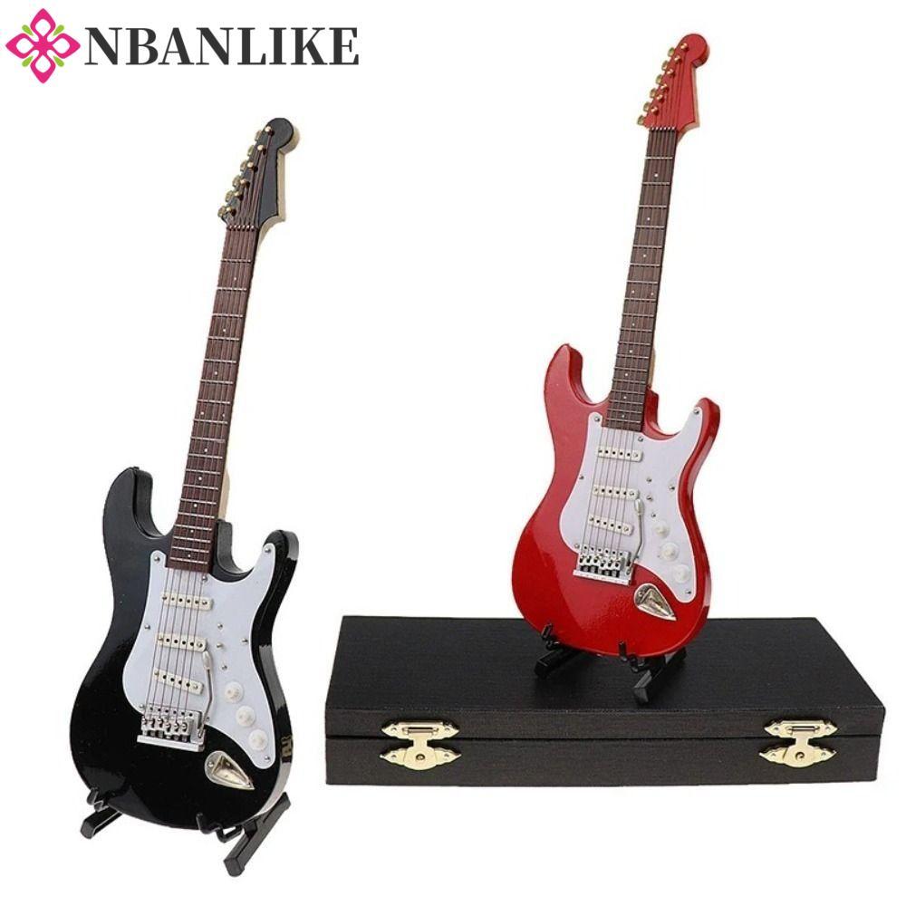 NBANLIKE Mini Gỗ Đàn Guitar Điện, Nhạc Cụ Vintage Nhà Búp Bê Thu Nhỏ Đàn Guitar, Gỗ Nhiều Màu Sắc Đà