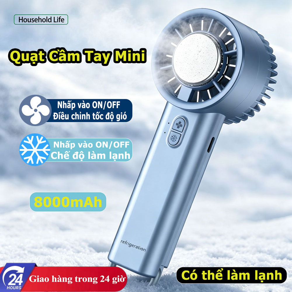 Quạt cầm tay Quạt cầm tay làm mát bán dẫn Mini – 3 tốc độ 8000mah cho quạt cổ ngoài trời, văn phòng,