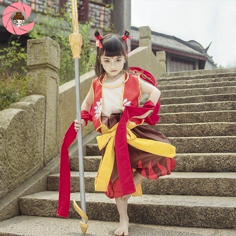 Nezha 's Demon Boy Advent the World Nezha Trang Phục cos Trang Phục Trẻ Em Anime Nữ cosplay Tóc Giả 