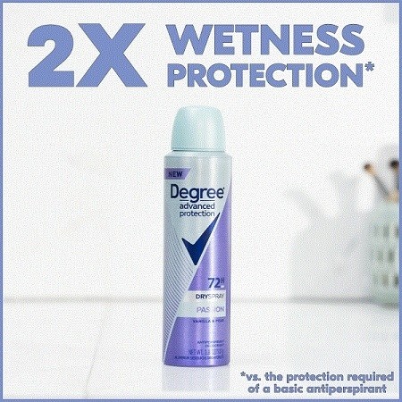 Xịt khử mùi nữ Degree Advanced Protection Antiperspirant Deodorant Spray 72 HR Wetness Protection 10