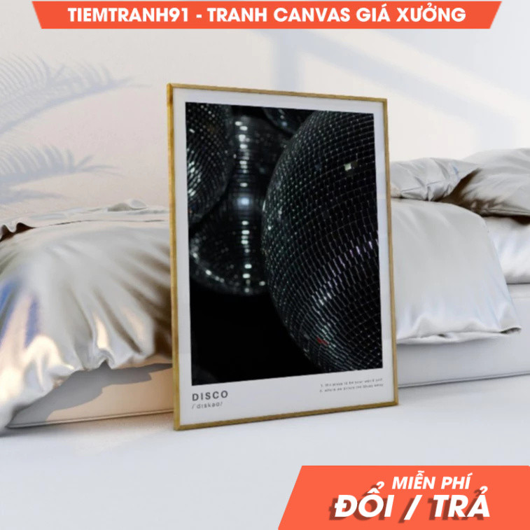 Tranh treo tường, Black Disco Ball Shiny Disco Poster 70s Disco Aesthetic Preppy Disco Definition Bl