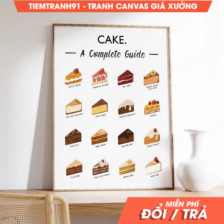 Tranh treo tường , Cake Art, Cake Wall Art, Dessert Guide Poster, Dessert Art, Food Art, Kitchen Art