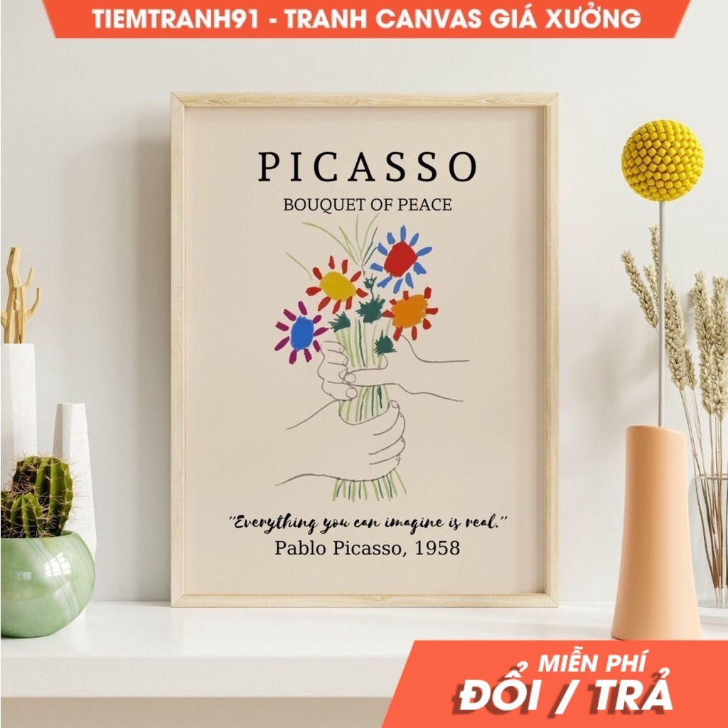 Tranh treo tường Picasso Poster, Picasso Art, Picasso Sketch, Pablo Picasso Bouquet of Peace, Picass