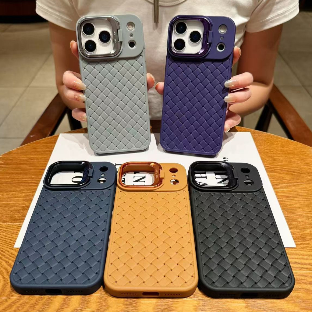 [HOT] Ốp Mềm Dệt Sang Trọng Nhẹ Cho 1Phone 17 16 15 14 13 12 11Pro Max Giá Đỡ Lật Bảo Vệ Camera Siêu