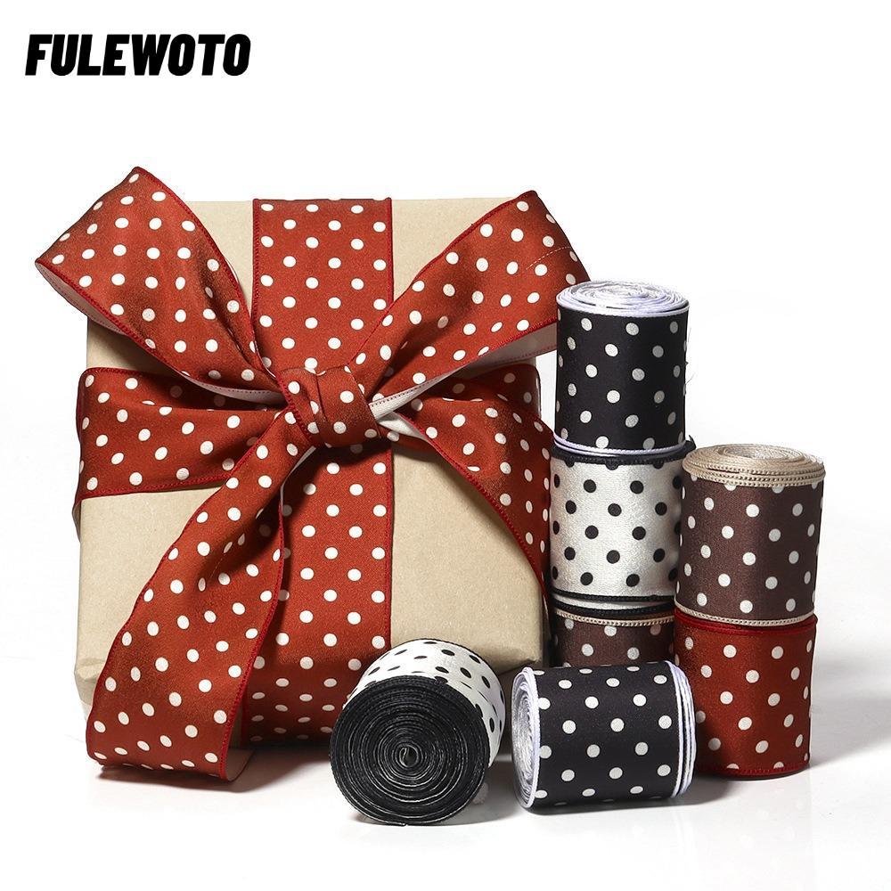 FILEWOTO Chấm Bi Ruy Băng, Ruy Băng In Polyester 3 Sân, Chấm Bi Trang Trí In Hình Chiều Rộng 40 Mm T