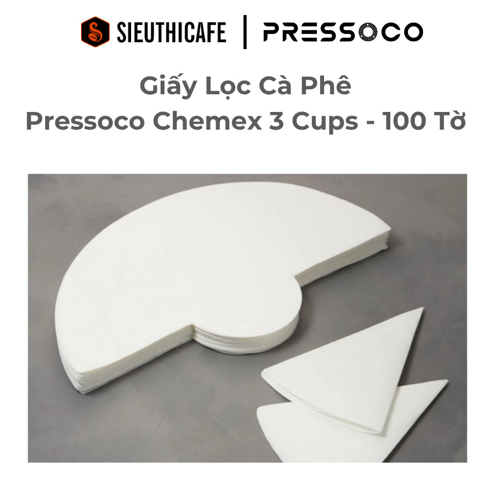 Giấy Lọc Cà Phê Pressoco Chemex 3 Cups - 100 Tờ/Túi