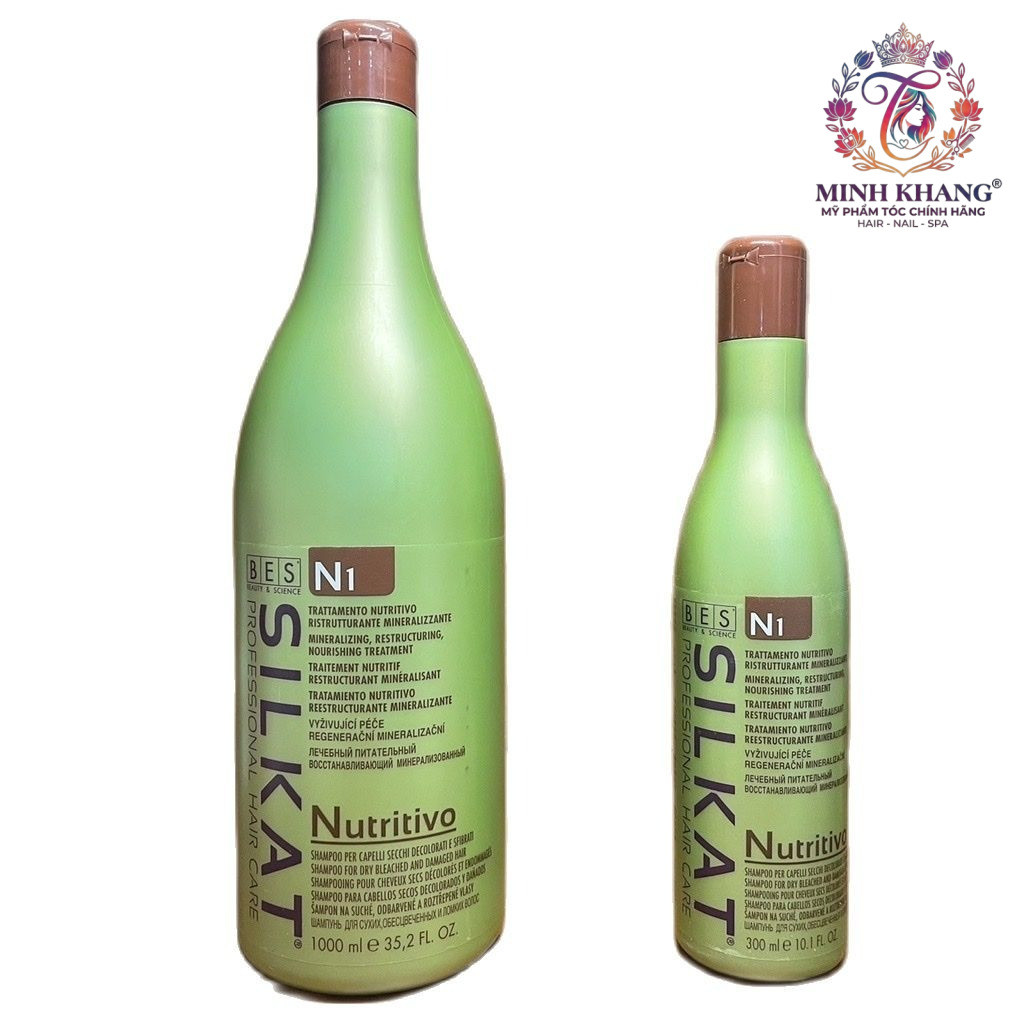 Dầu gội dành cho tóc khô, phai màu, hỏng Bes Hergen Silkat N1 Nutritivo Shampoo 1000ml [ MK ]