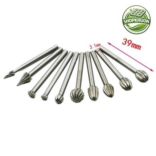 Bộ 10 mũi chạm khắc gỗ thép HSS