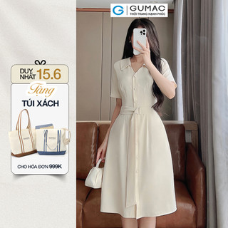 [SALE] Đầm nữ GUMAC A thiết kế cổ V phối dây eo thanh lịch công sở  DE08011