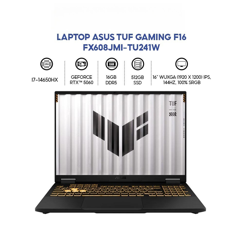 Laptop Asus TUF Gaming F16 FX608JMI-TU241W (i7-14650HX/ GeForce RTX™ 5060/ 16GB/ 512GB/ Win 11 Home)